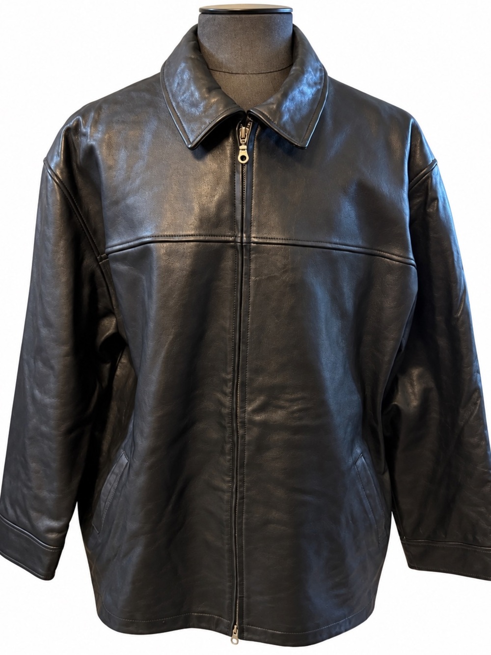 Danier Black Leather Jacket with Zip Front